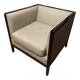 Fauteuil en acajou et tissu gris