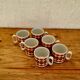 Set of 6 vintage ADP porcelain cups with orange decoration from the 1970s.