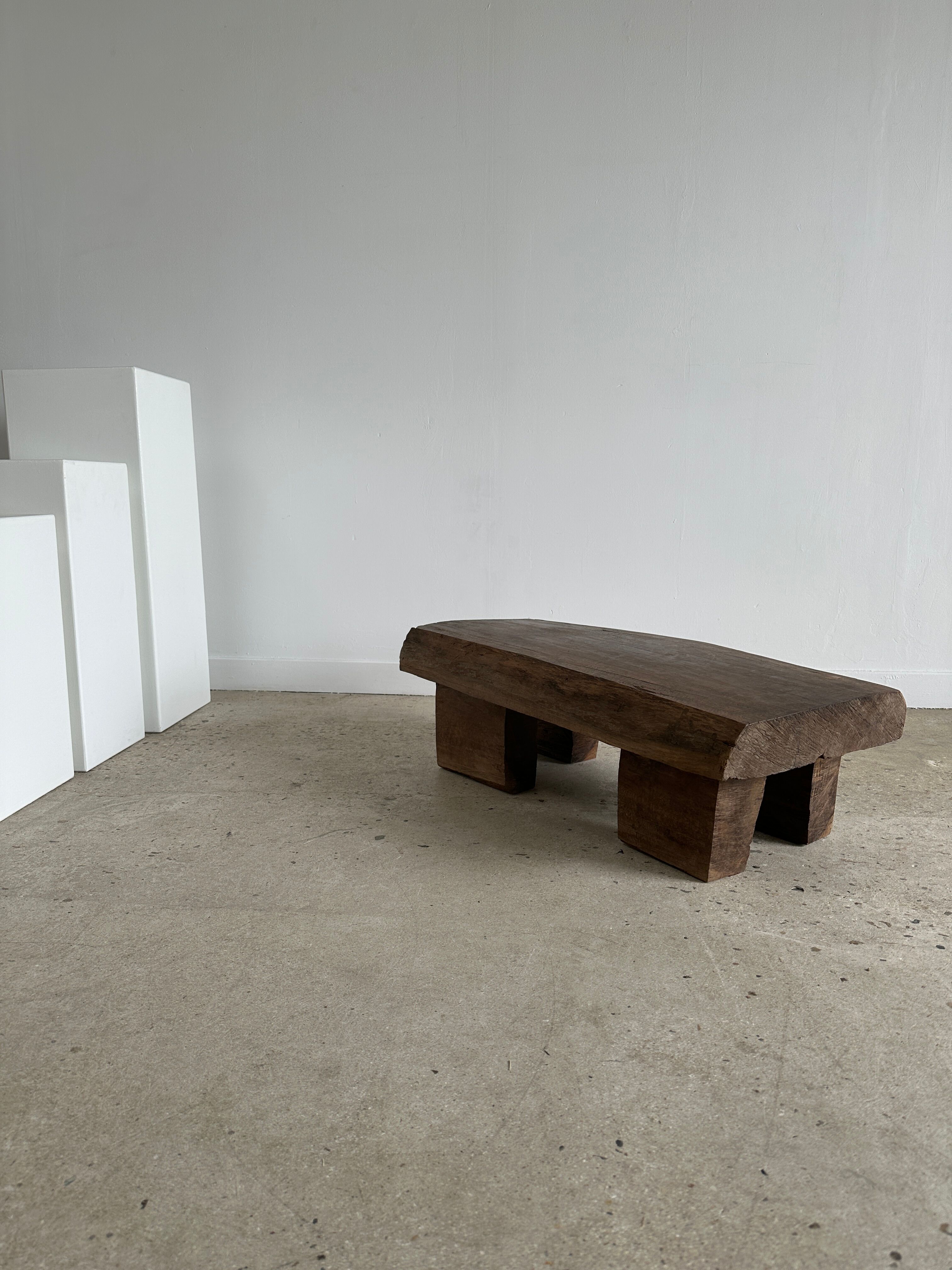 Asian solid wood quadripod brutalist coffee table H30 L81 l42