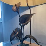 Vintage lamp in travertine and bronze 70s