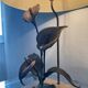 Vintage lamp in travertine and bronze 70s