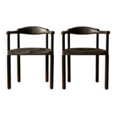 Paire de fauteuils postmodernes noirs, en plastique moulé, années 1980, Europe