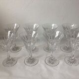 Eight Baccarat crystal wine glasses