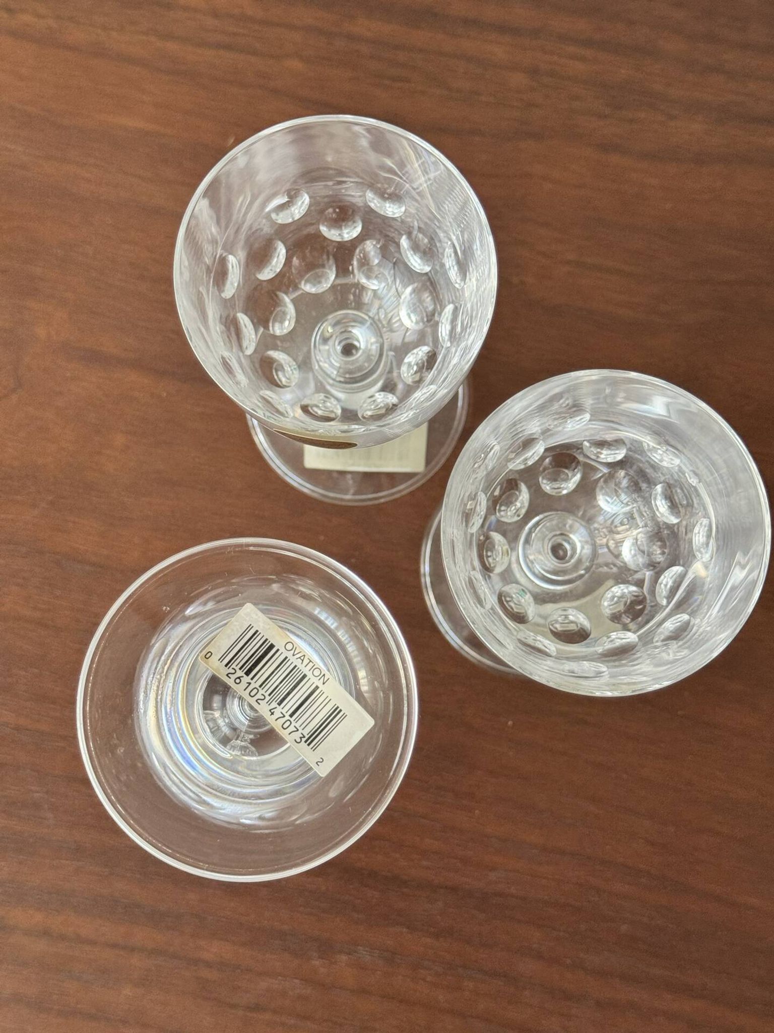 Set of 3 Vintage Cristal d'Arques French Lead Crystal Wine Glasses