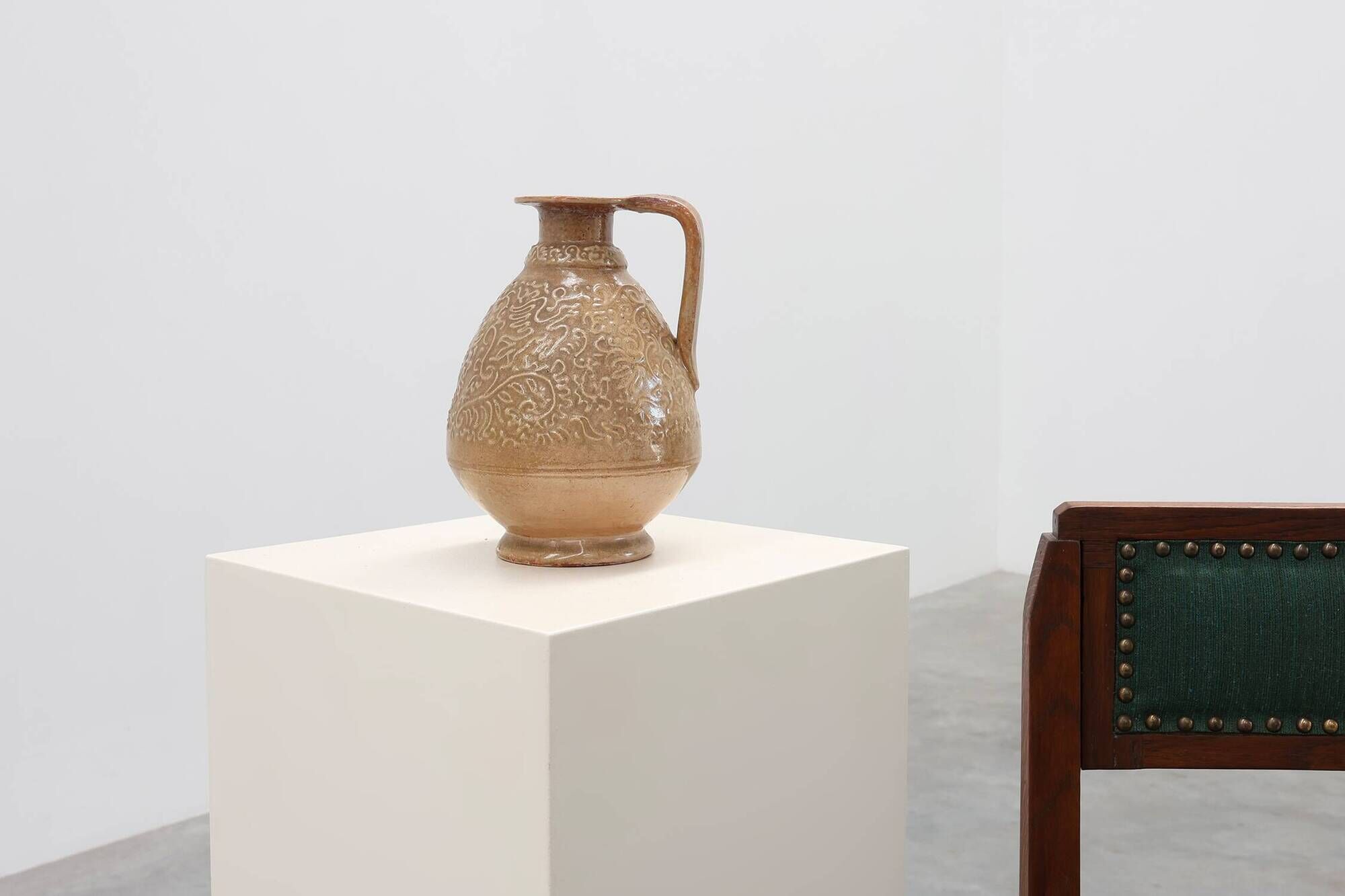Perignem Salt-Glazed Stoneware Jug with Relief Decoration, Belgium, 1960s