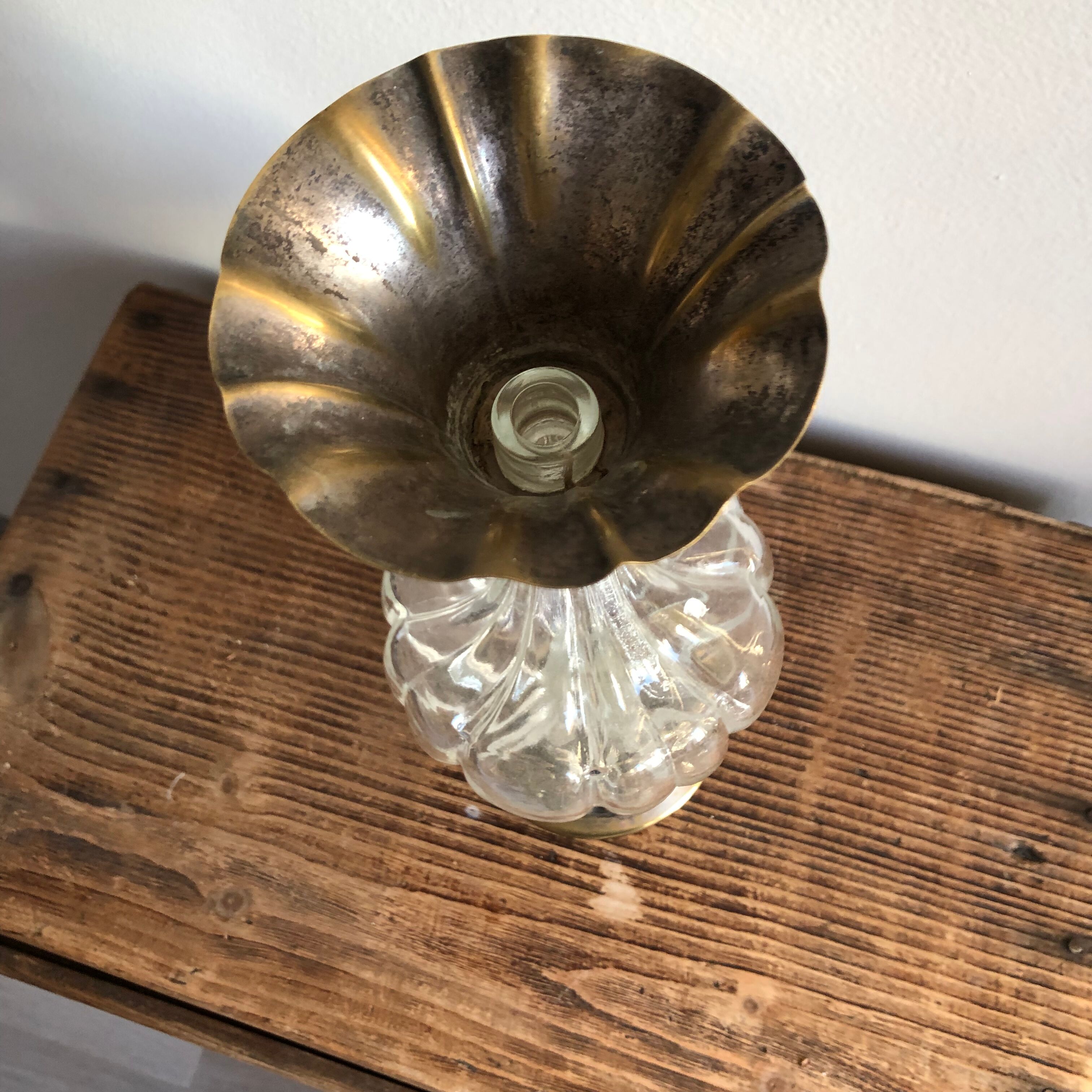 Glass and brass vase