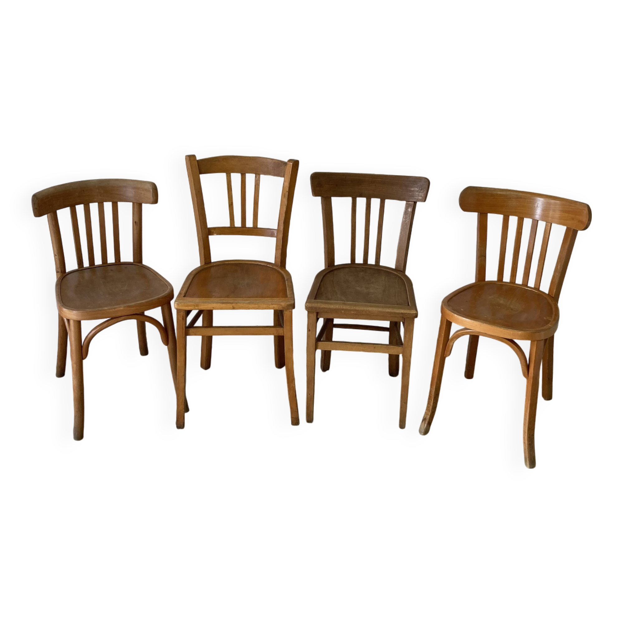 Set of 4 mismatched bistro chairs