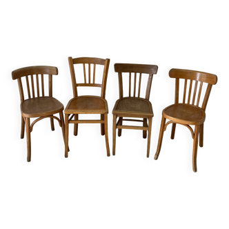 Set of 4 mismatched bistro chairs