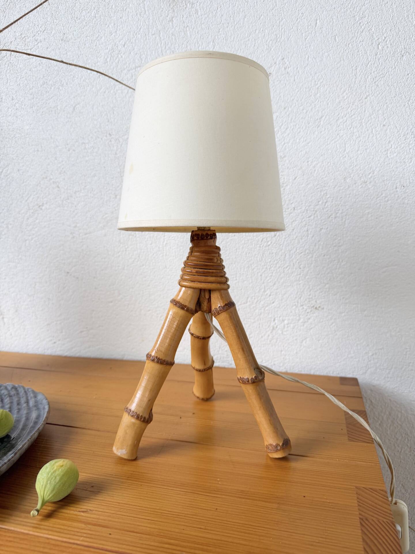 1960s rattan desk or table lamp