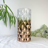 Vintage glass vase with geometric pattern in rose gold gradient