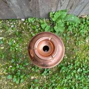 Antique copper ashtray on wrought iron stand twisted black vintage