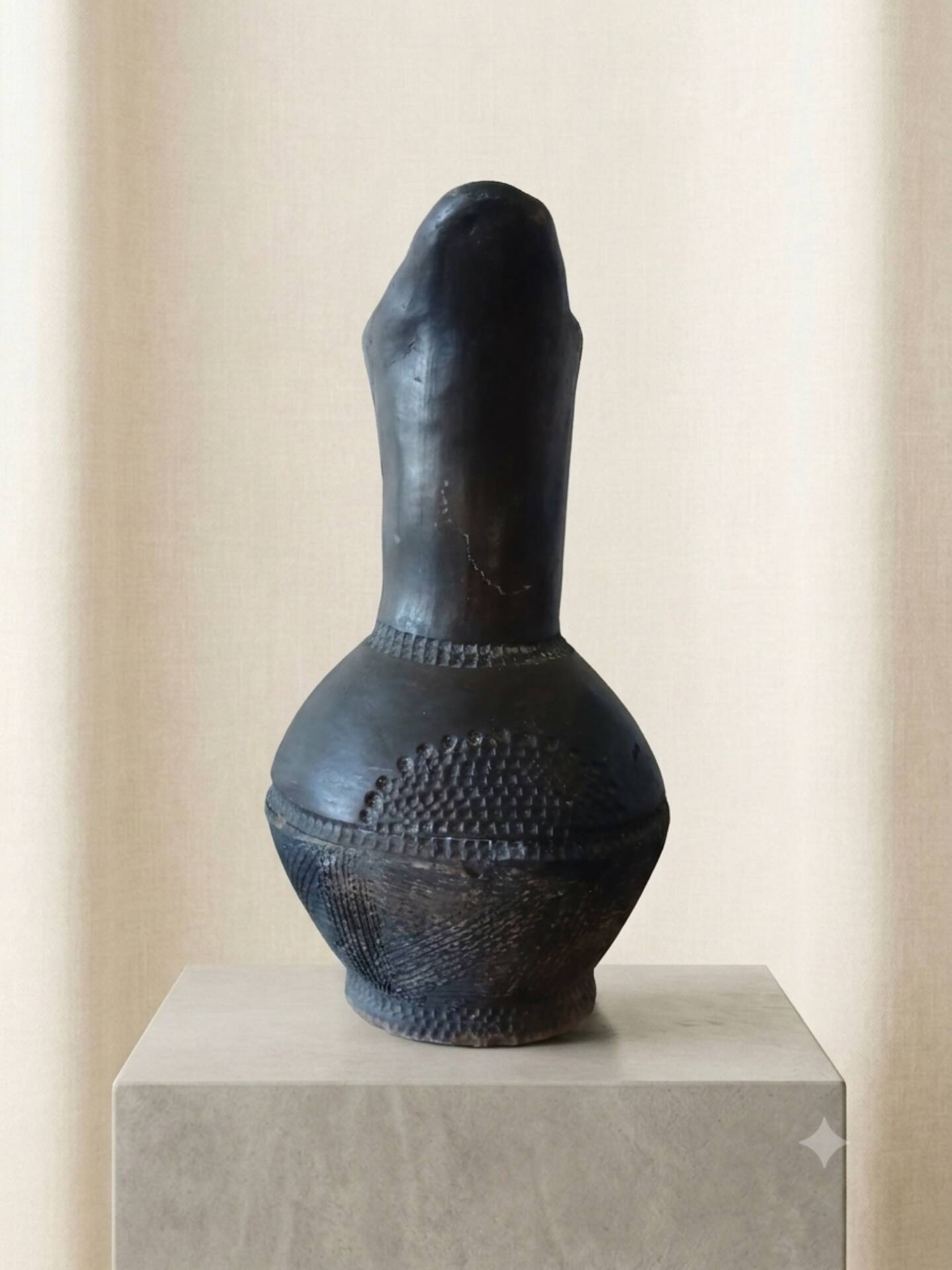 Vase / Old smoked terracotta jug — Handmade ceramics