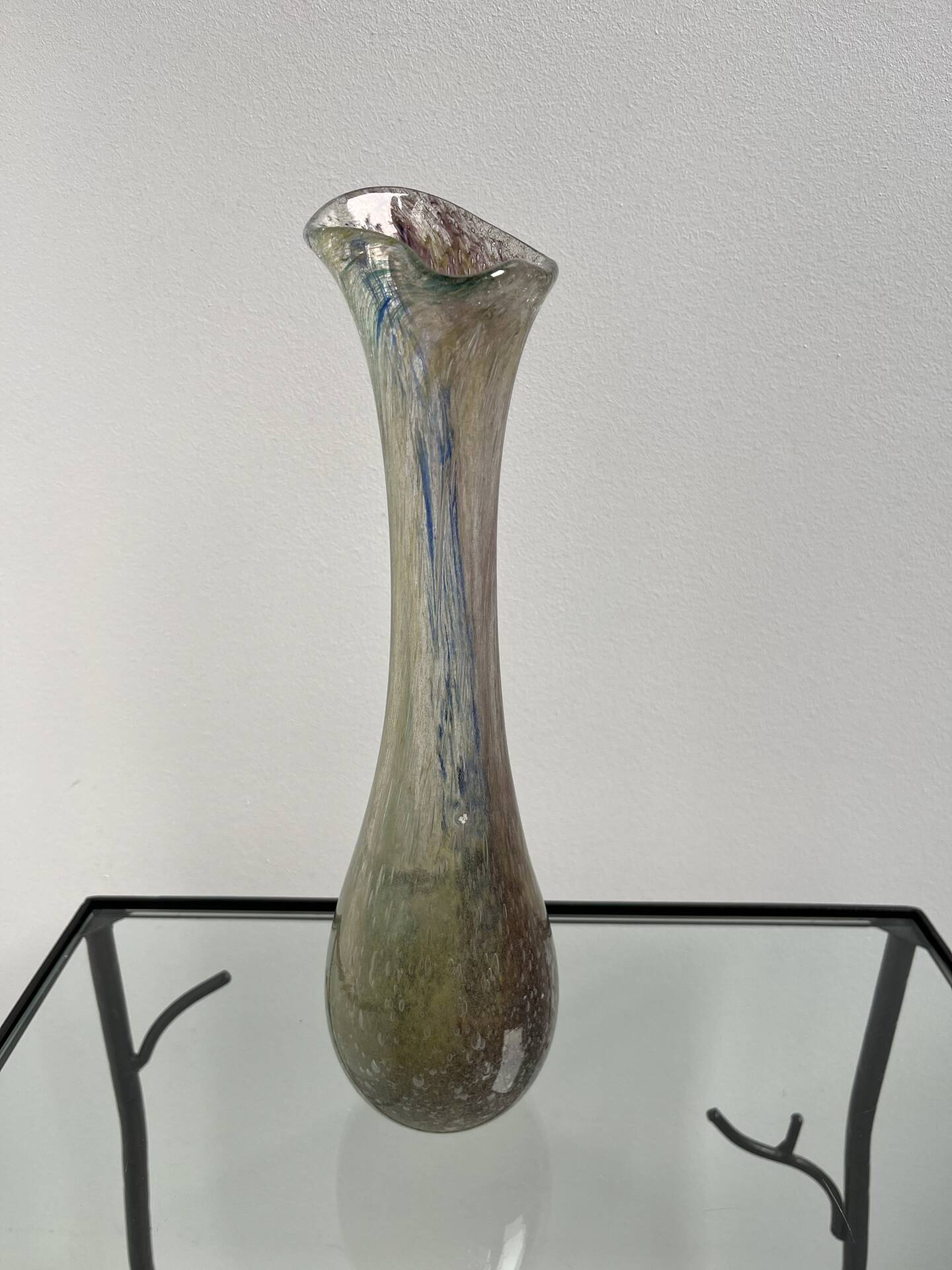Tall vase, multicoloured handcrafted glass.