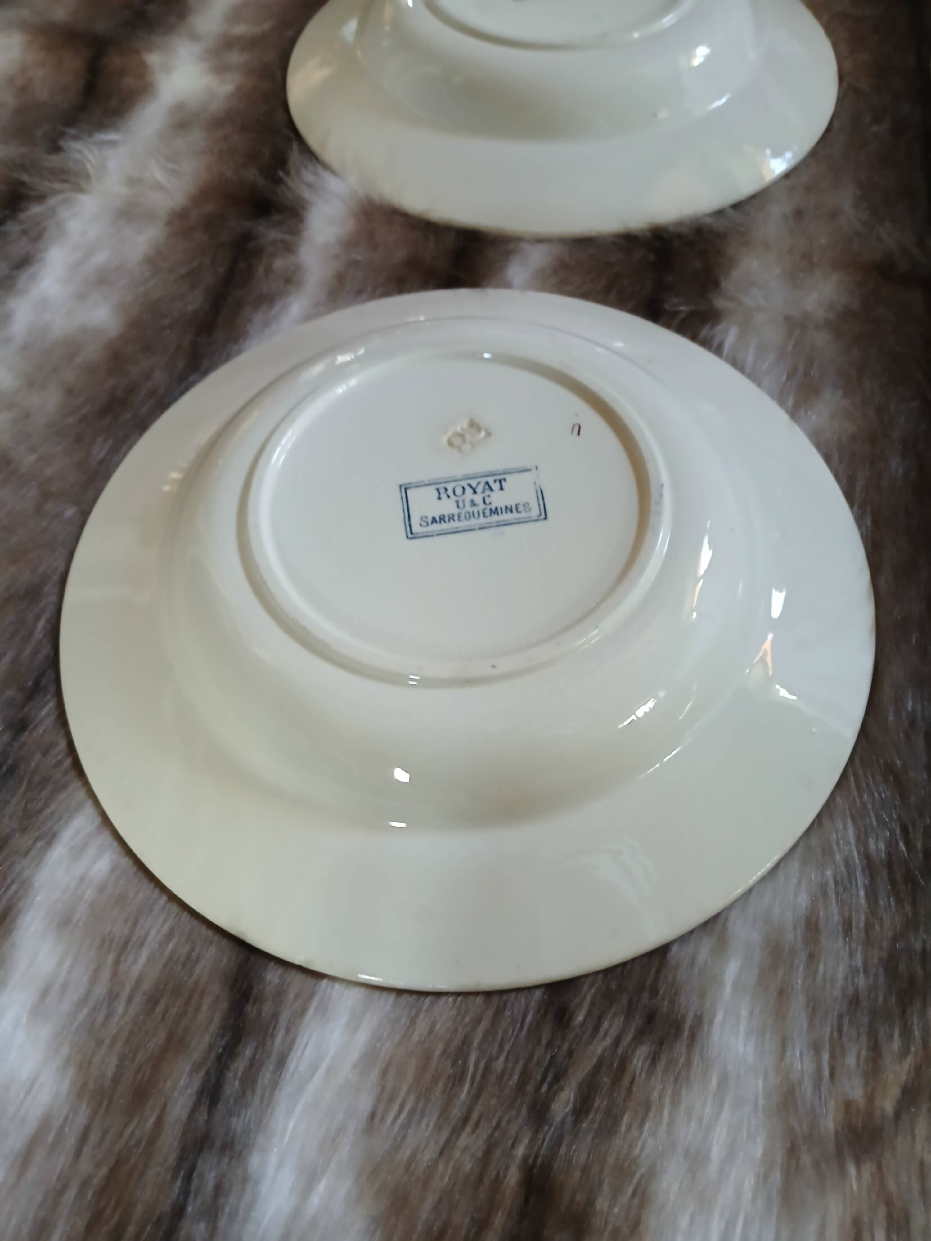 6 antique deep plates in ironstone