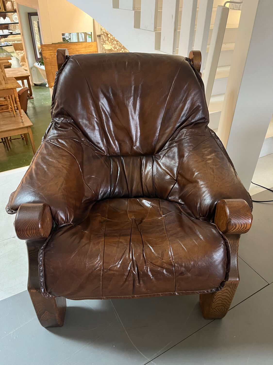 1960s Sofa and 2 Armchairs Set in Wood and Leather