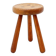 Brutalist tripod stool in solid wood, around 1960.