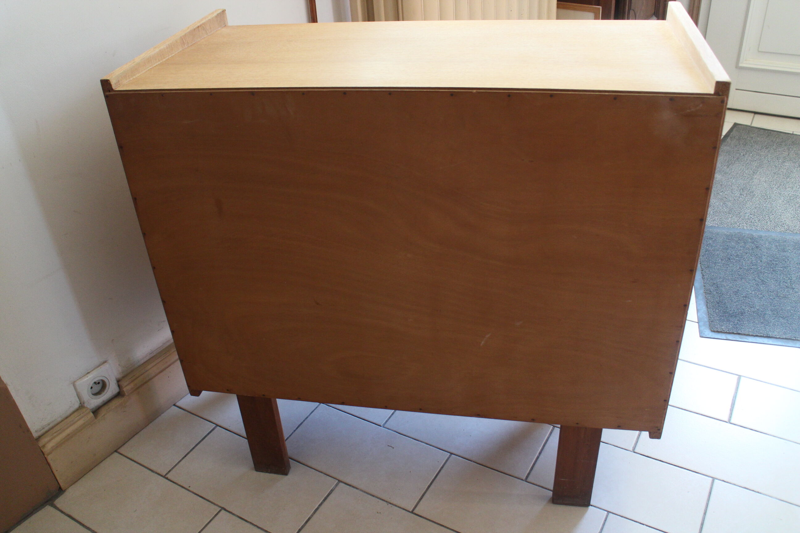 Chest of drawers with compass feet in raw wood