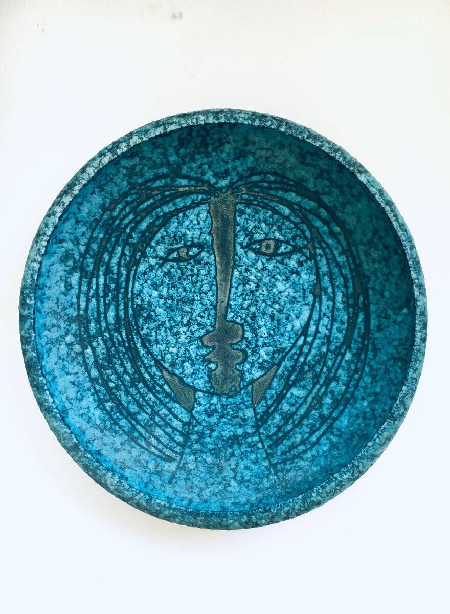 Art Ceramics Sgraffito Face Bowl by Alvino Bagni for Raymor, 1960s
