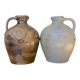 Duo of brown and cream ceramic jugs