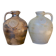 Duo of brown and cream ceramic jugs