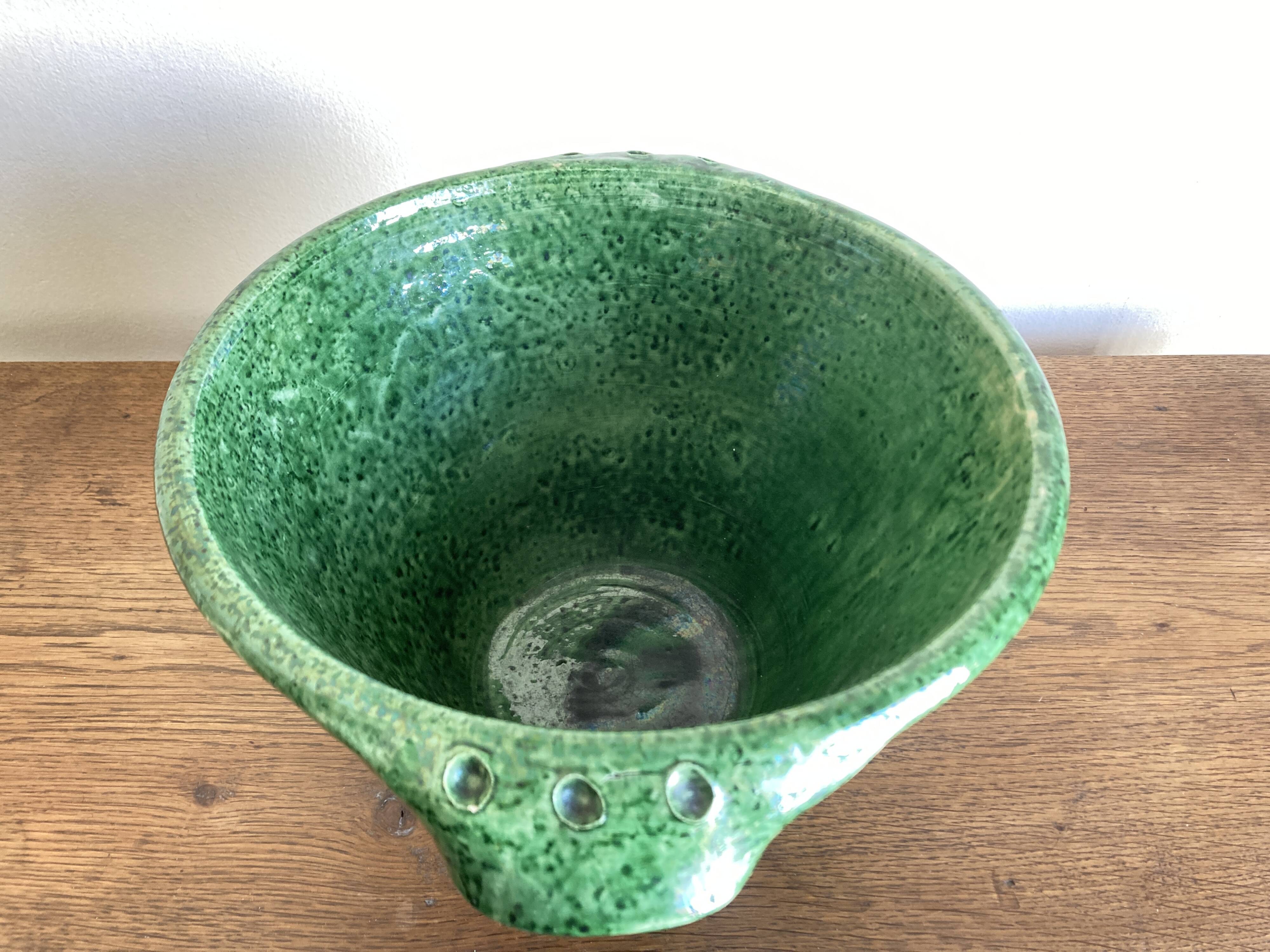 XXL solid earthenware salad bowl by Foucard Jourdan 1960