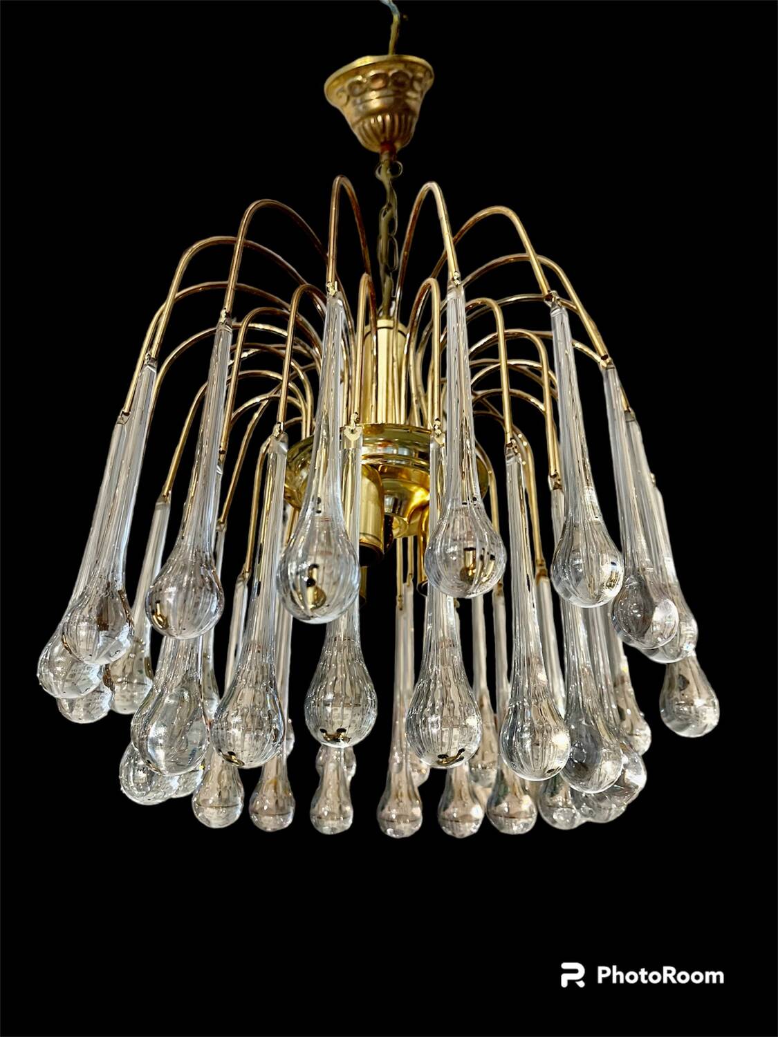 Venini lustre goutte verre murano , Italie 1970