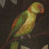 Painted canvas depicting animals on an exotic background. Contemporary.