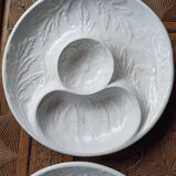 4 barbotine plates with artichoke pattern from Bordallo.