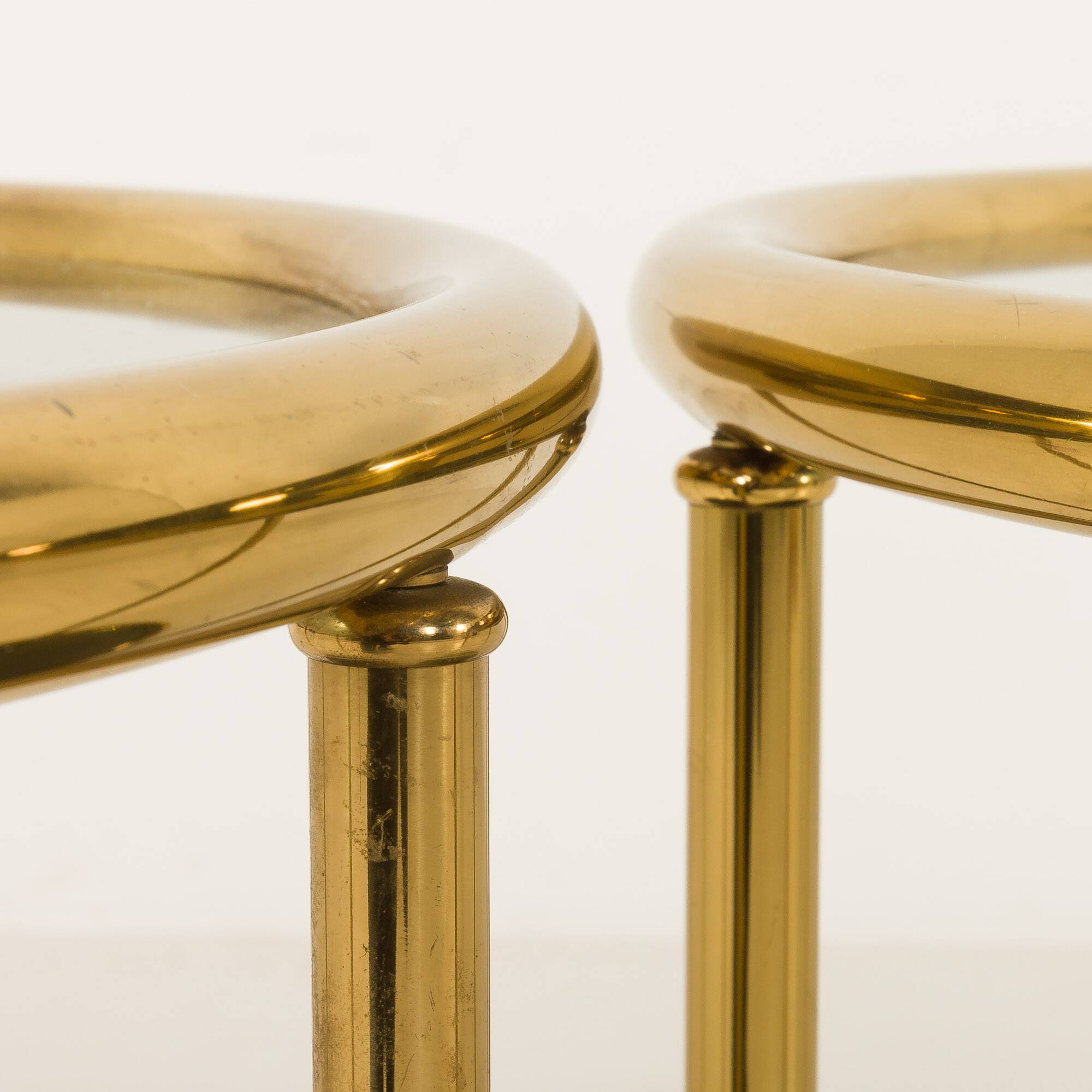 Hollywood Regency style mid century brass side tables, set of 2 , Italy