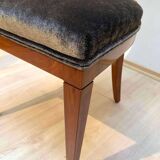 Biedermeier Ballon Chairs, Ash Veneer, Grey Velvet, Vienna, 1900, Set of 4