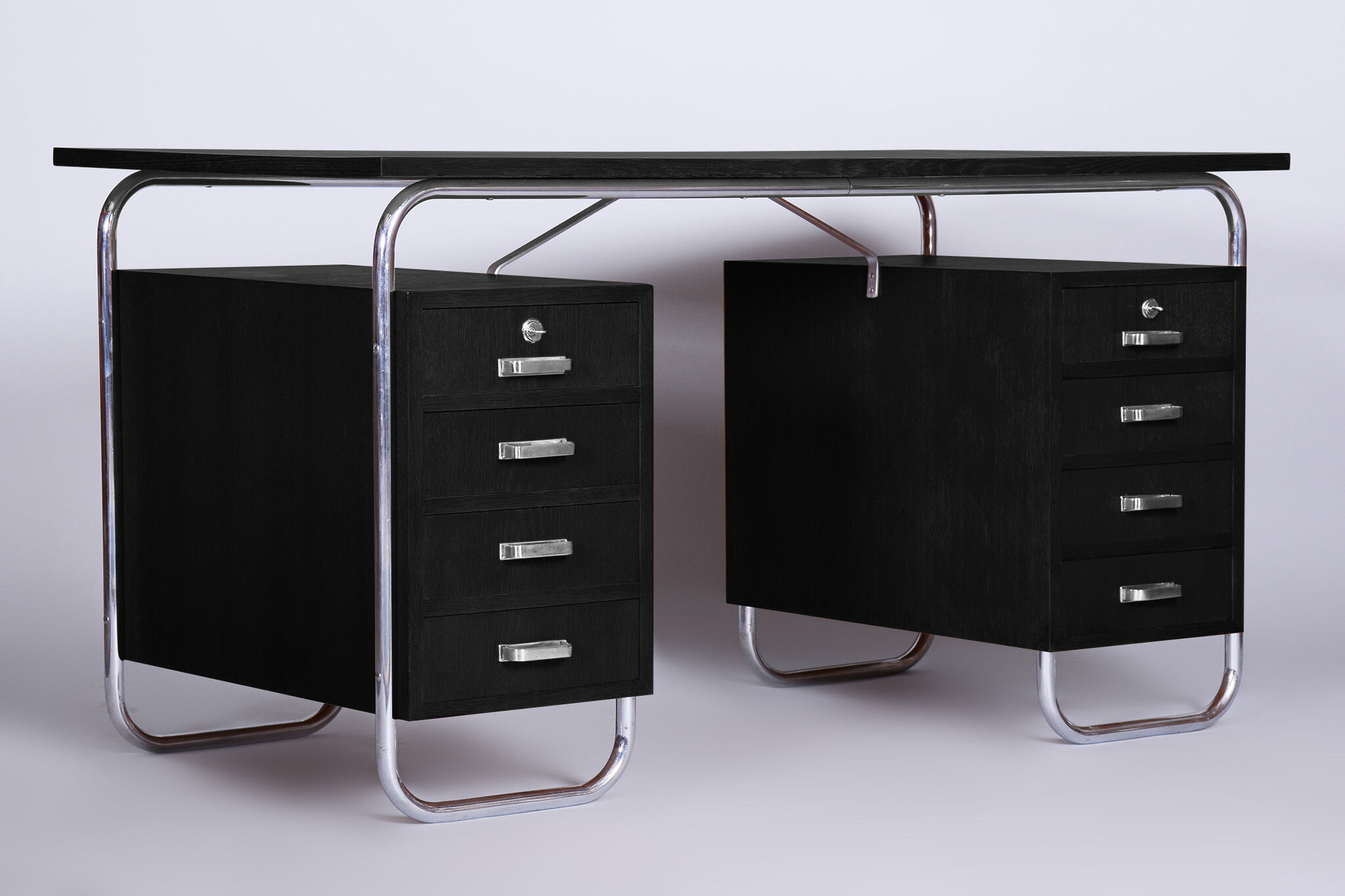 Restored Black Bauhaus Beech Writing Desk, Mücke-Melder, Czechia, 1930s