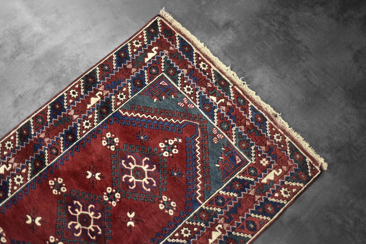 Vintage Red Hand-Woven Oriental Afghan Rug, 1970s