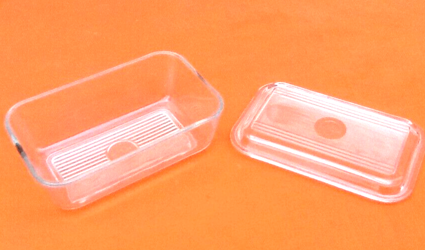 Duralex butter dish France 1950s transparent glass