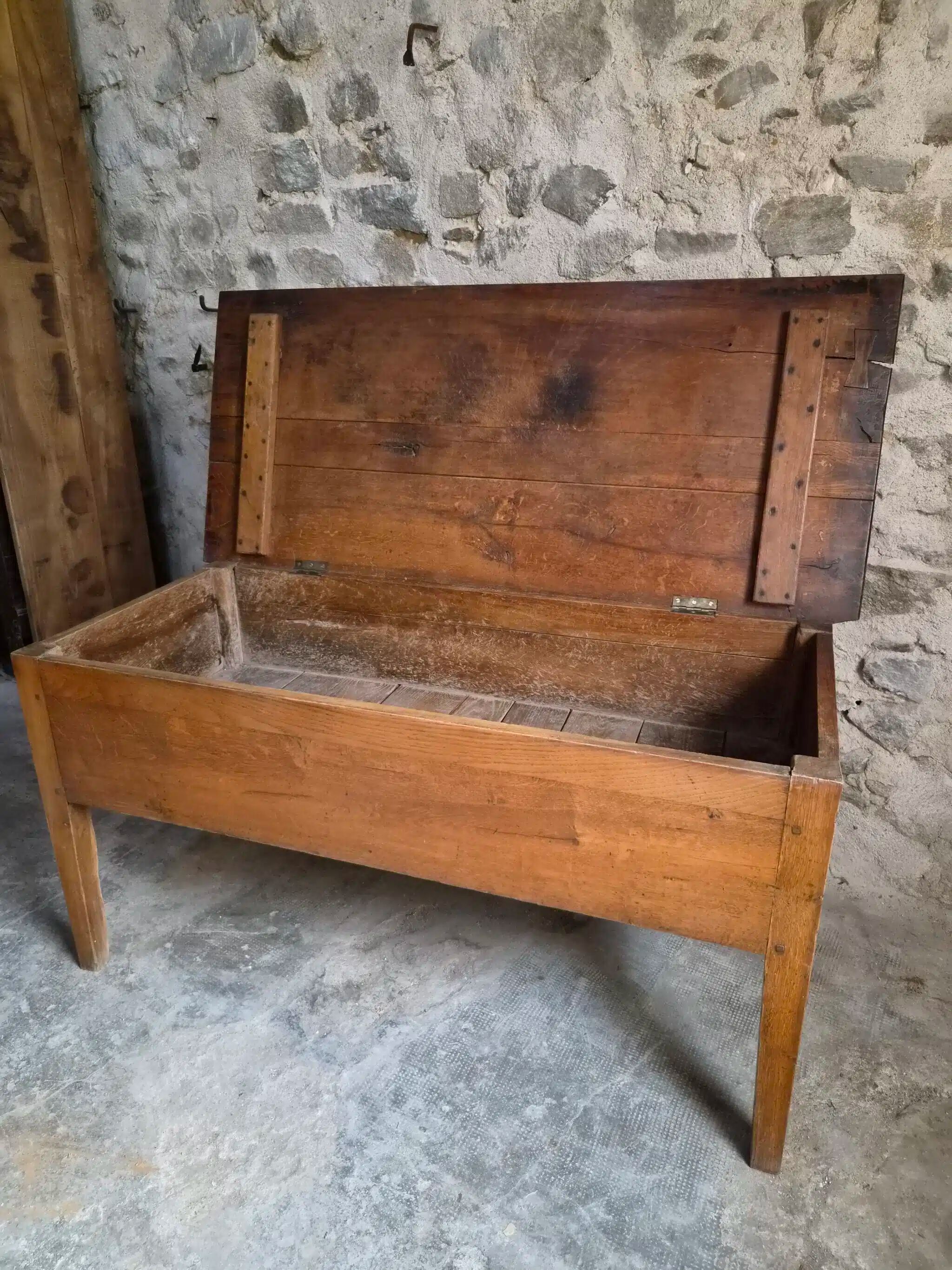 Antique oak flour chest from France, 19th century.