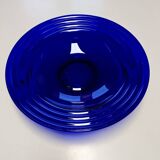 Large blue glass fruit dish or bowl
