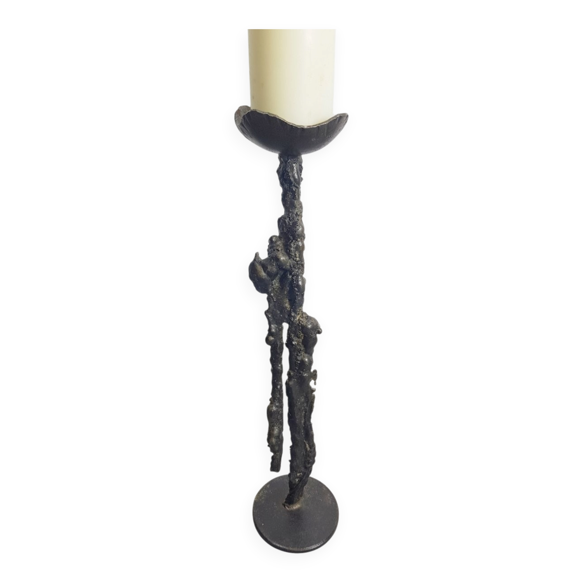Brutalist Floor Candleholder in Cast Iron, Germany, 1960s
