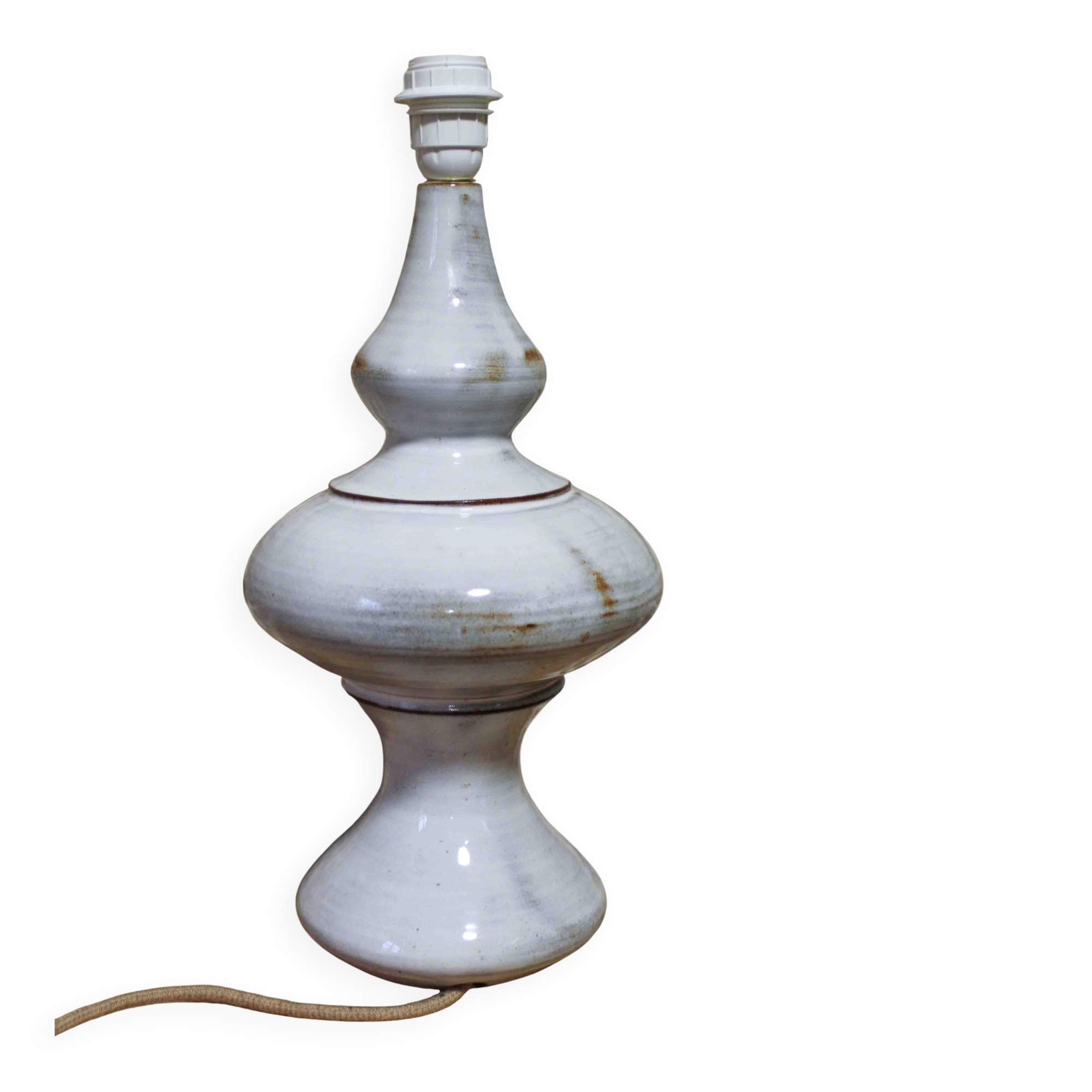 Large glazed ceramic lamp base by Jean-François Descombes, Vallauris.
