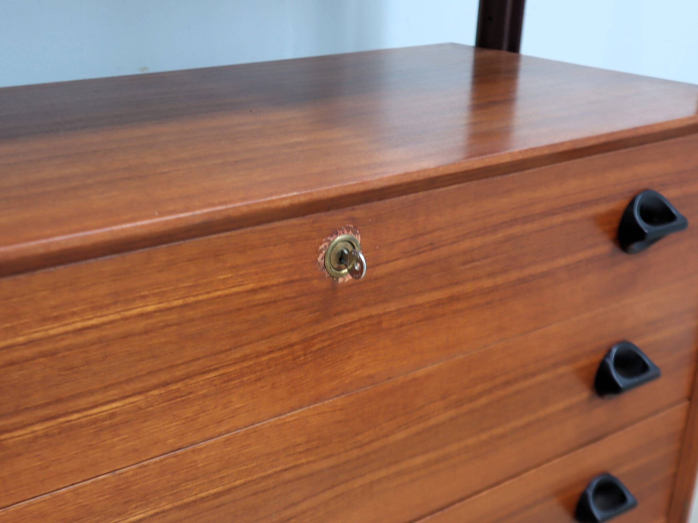 Mid-century modular teak bookcase with drawers and shelves Italy 1960s