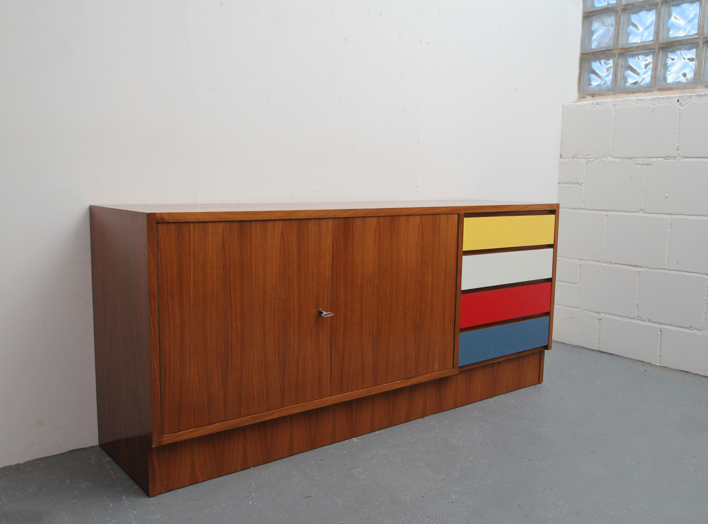 1960s sideboard with colored drawers