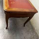 Louis XV Style Desk - Cherry Wood - Red Leather Top - with Extensions