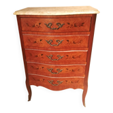 Flowered marquetry commode in Louis XV style