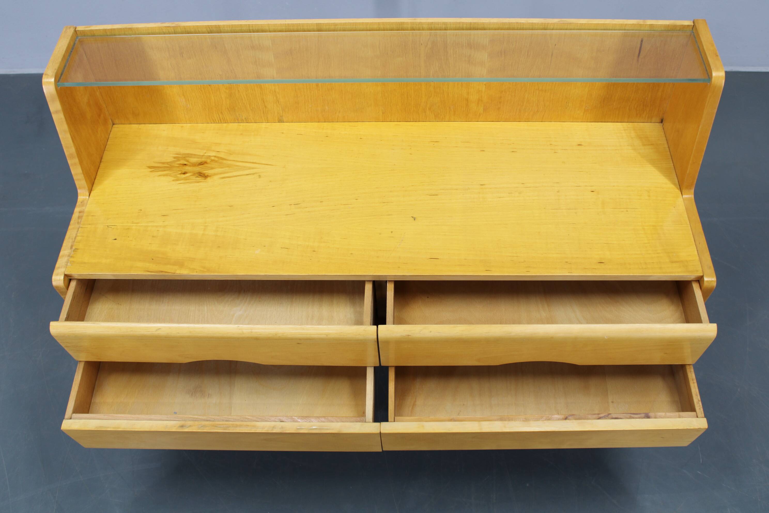 1960s Chest of Drawers with Glass Shelf ,Czechoslovakia