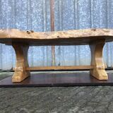 Handcrafted Brutalist coffee table in solid elm