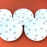 5 antique porcelain soup plates PN France