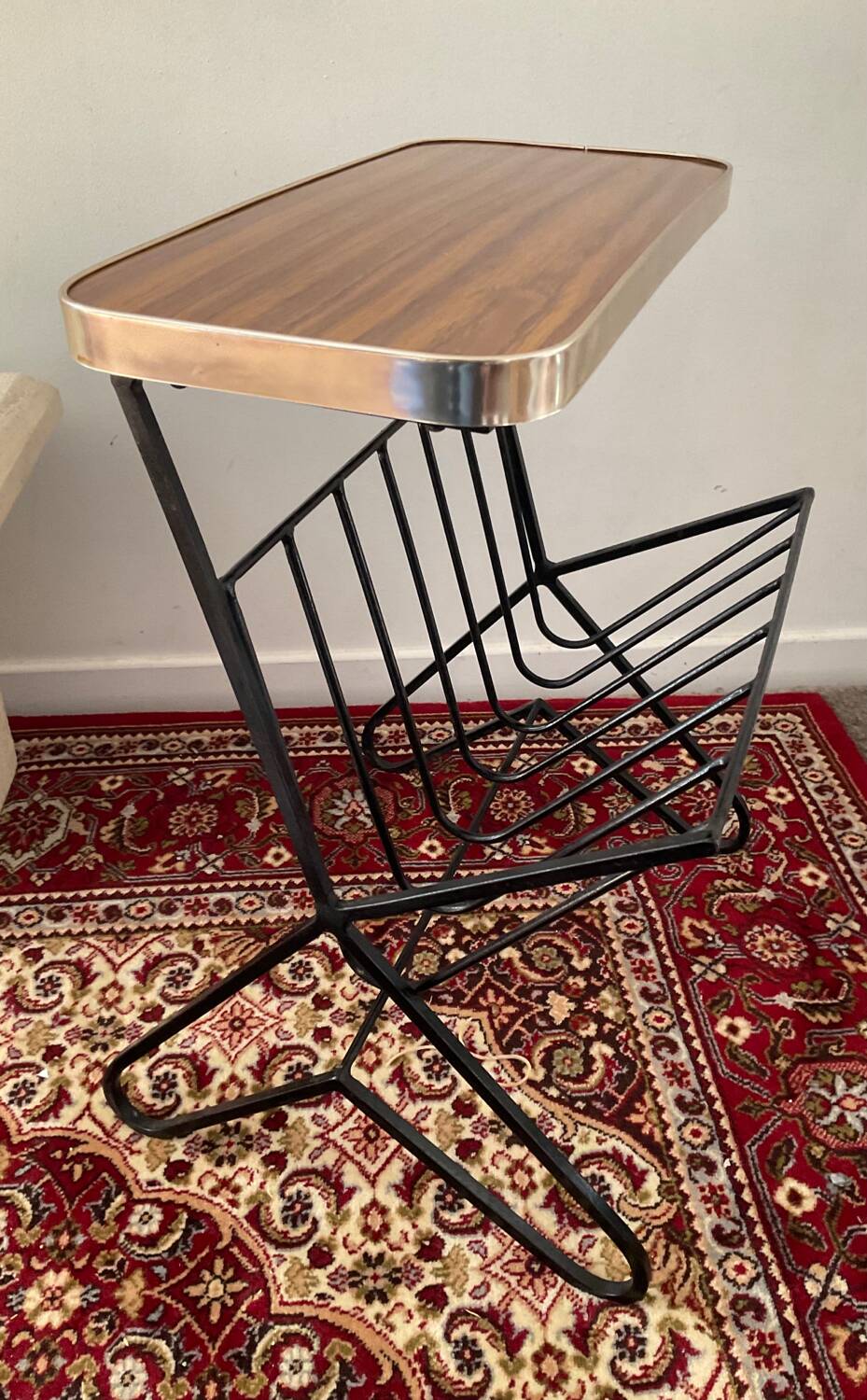 Vintage side table with magazine holder