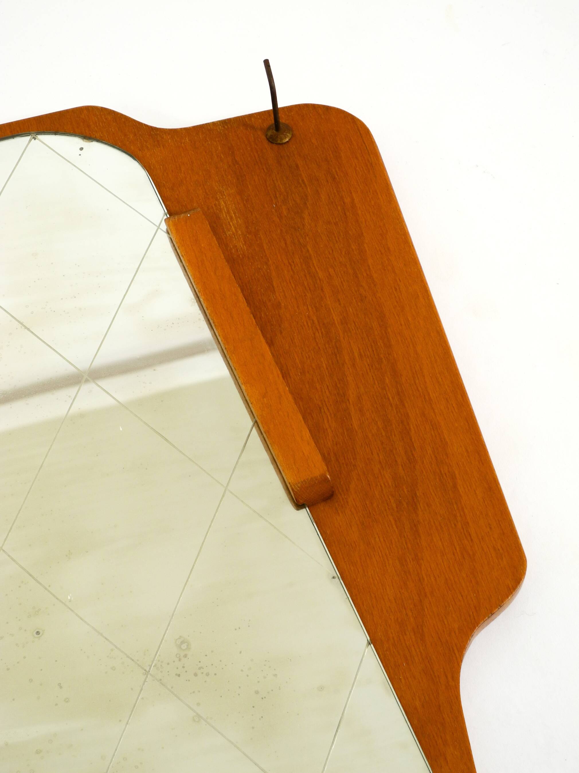 1930s Wall Mirror, Teak and Plywood, Abstract Design, Germany