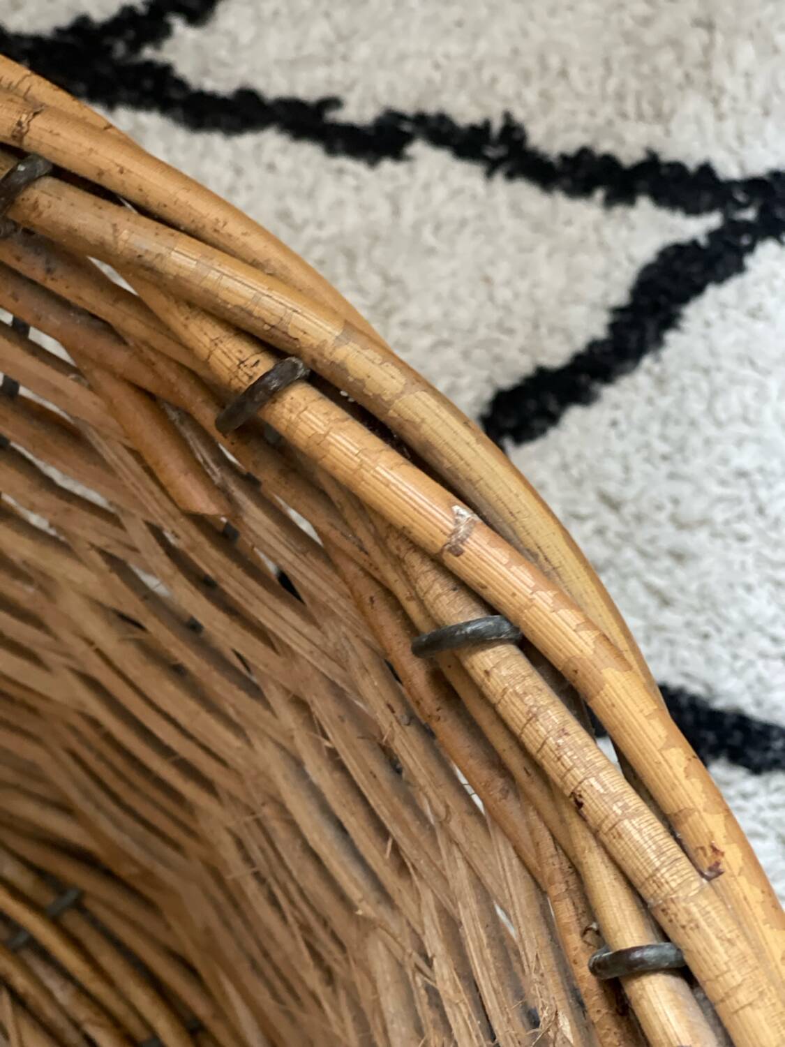 Old rattan and metal basket