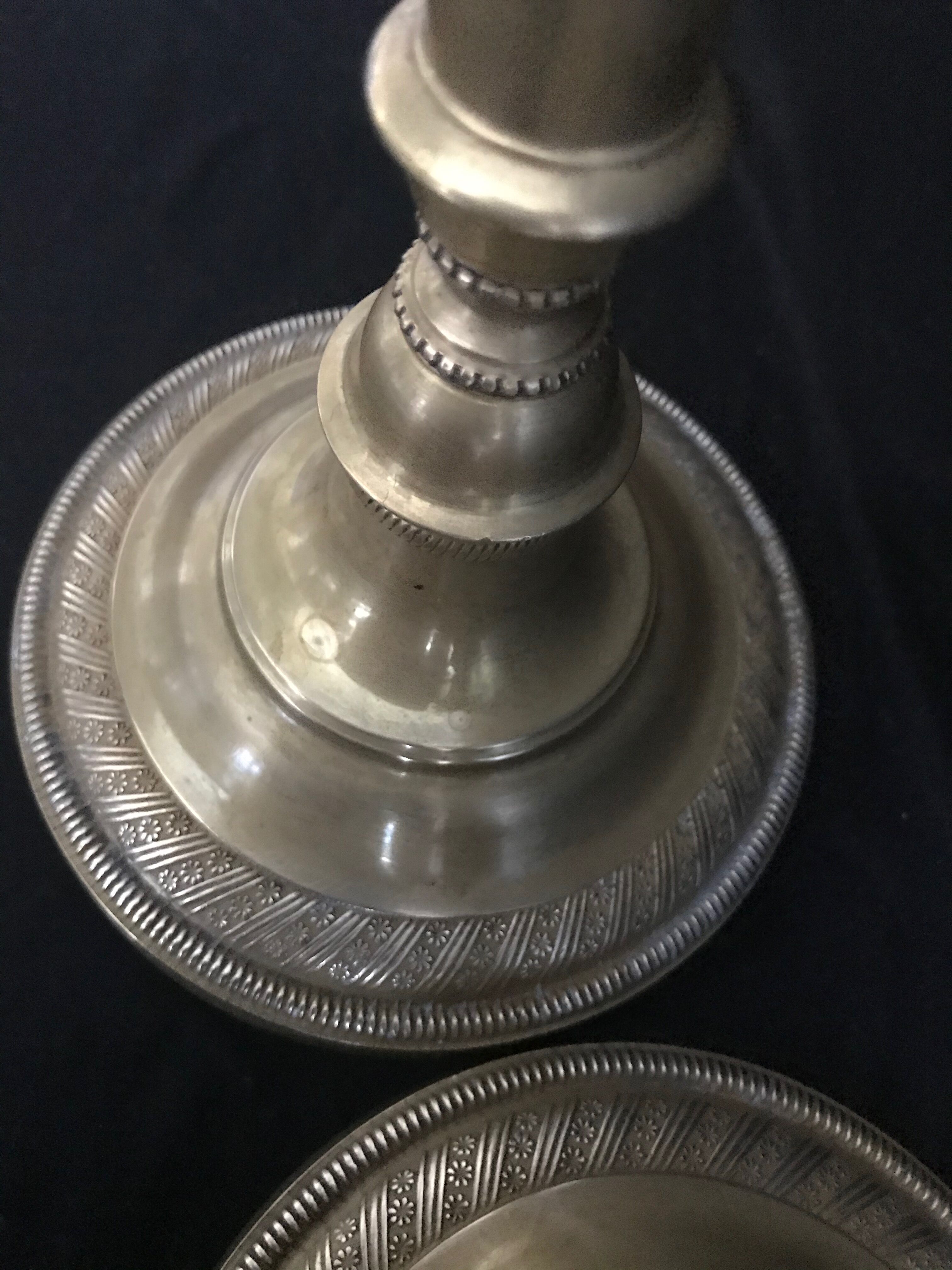 Pair of candlesticks, art nouveau, golden bronze