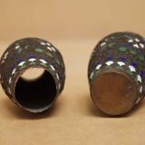Pair of Japanese vases in bronze and enamel
