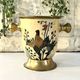Cloisonne Ice Bucket, Vintage French Peach Enamel Pheasant Floral Desi
